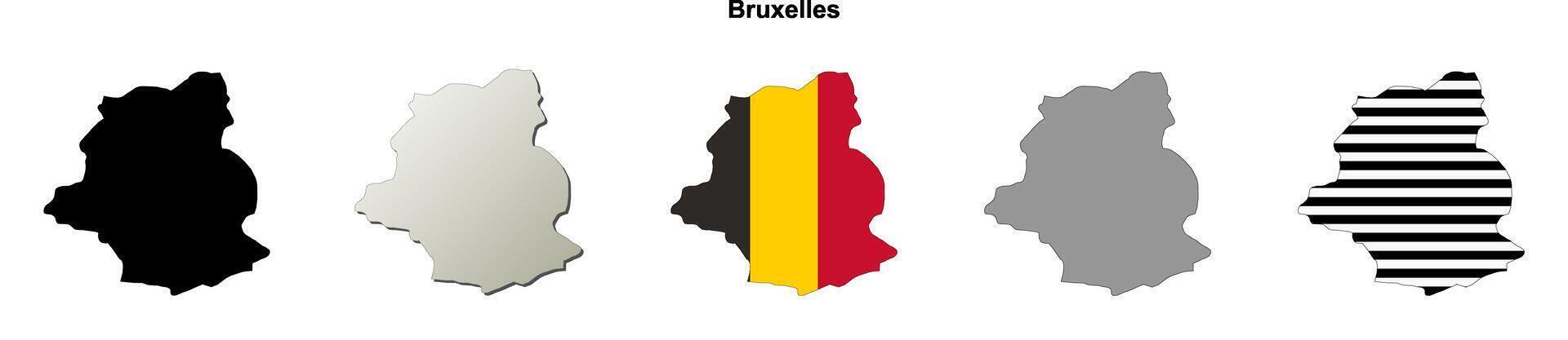 Bruxelles province outline map set vector