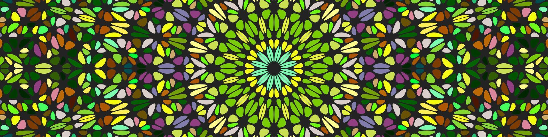 Oriental geometrical circular stone mosaic mandala background - hypnotic abstract colorful design from curved shapes vector