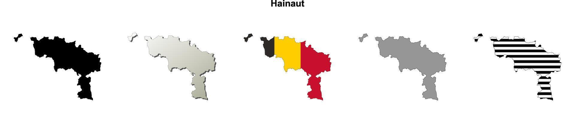 Hainaut province outline map set vector