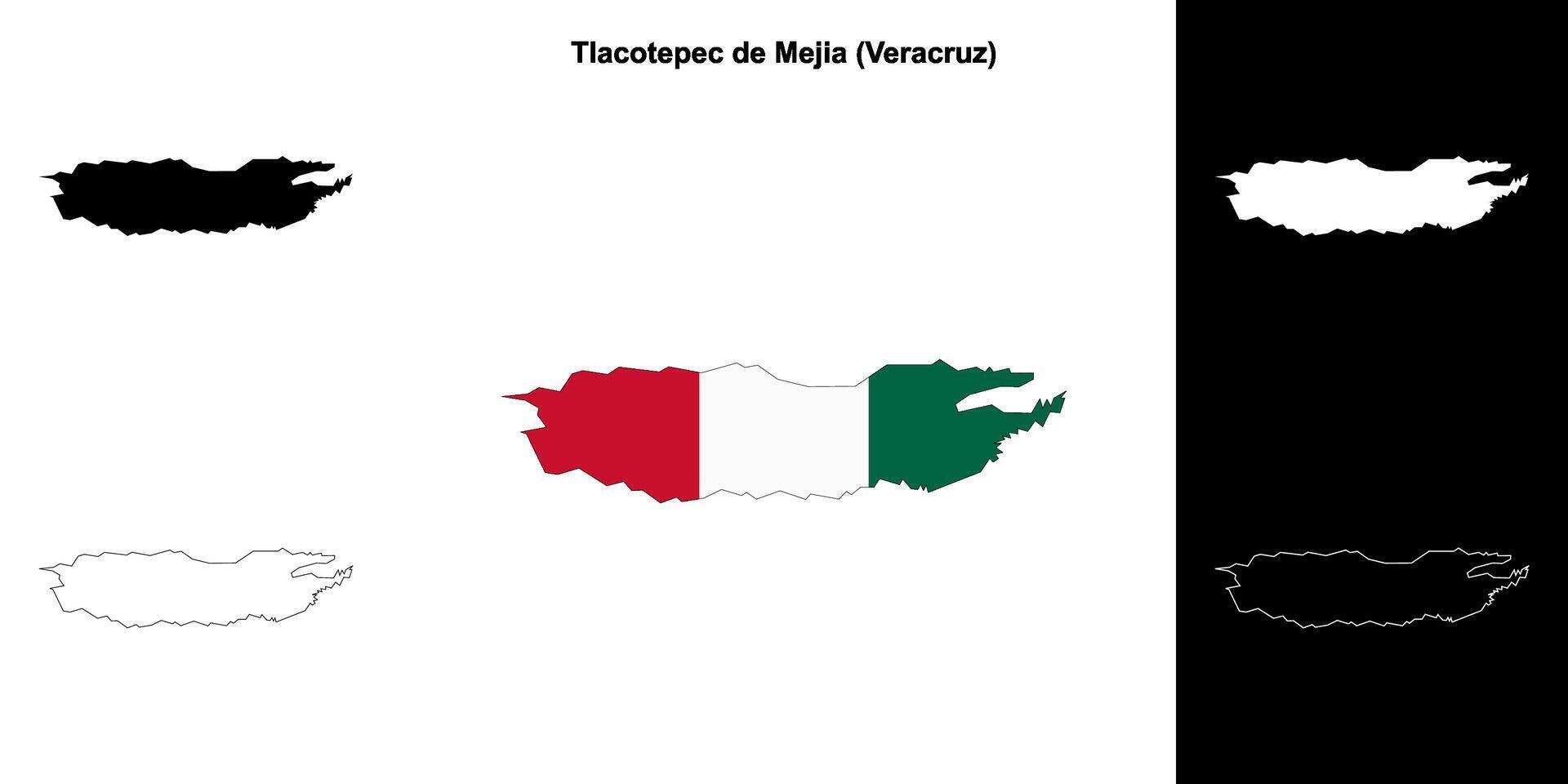 Tlacotepec de Mejia municipality, Veracruz outline map set vector