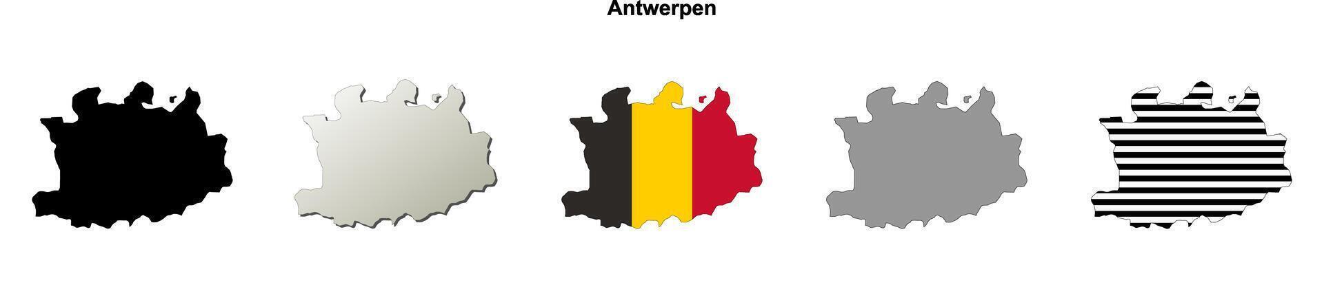 Antwerpen province outline map set vector