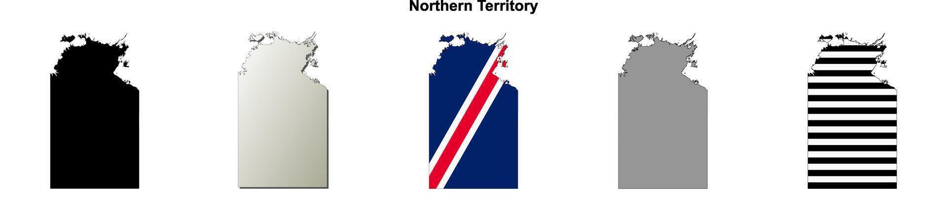 Northern Territory, Australia blank outline map set vector