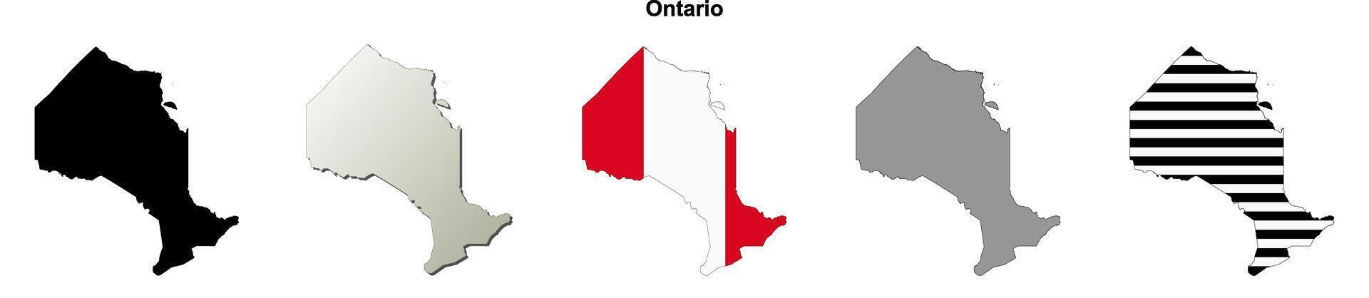 Ontario, Canada blank outline map set vector