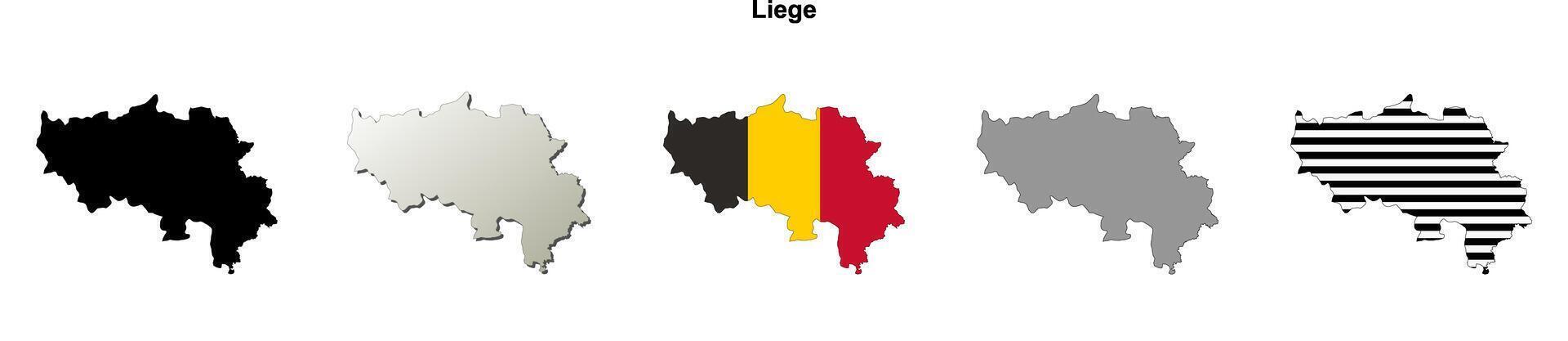 Liege province outline map set vector