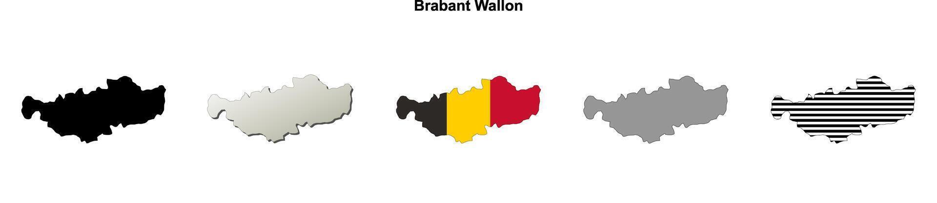Brabant Wallon province outline map set vector