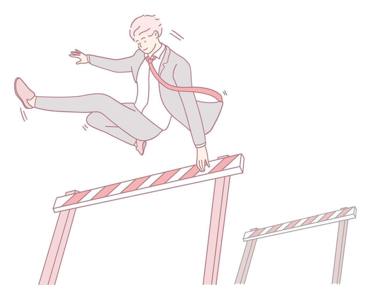 A businessman is successfully overcoming numerous challenges in a constantly dynamic environment vector