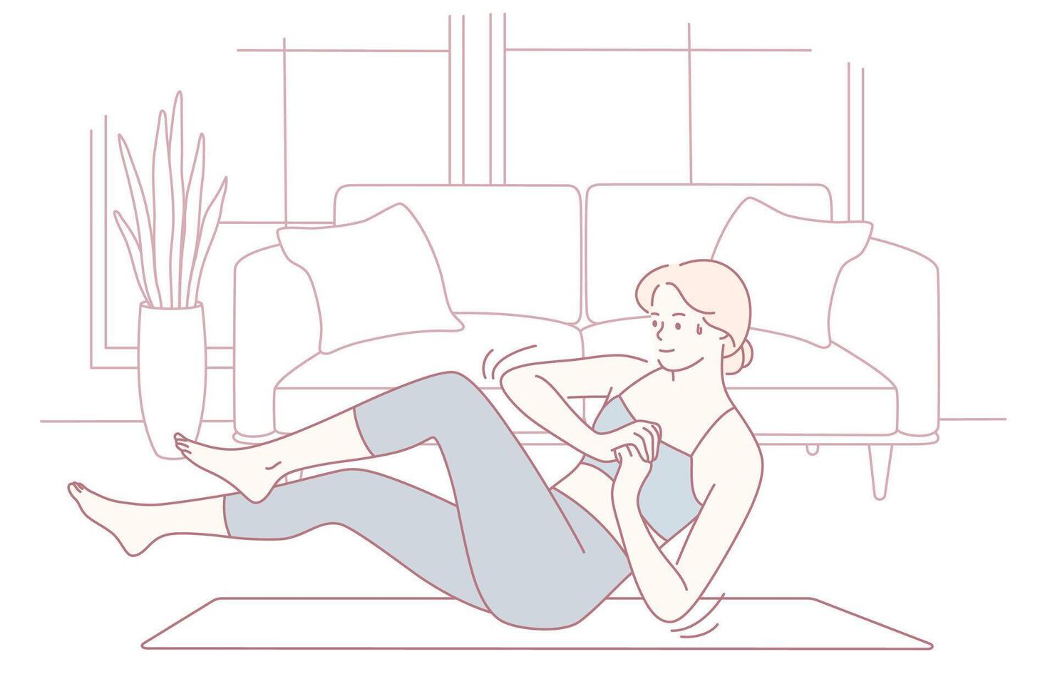 Stylish Home Workout Illustration That Appeals to Fitness Enthusiasts and Lovers of Health vector