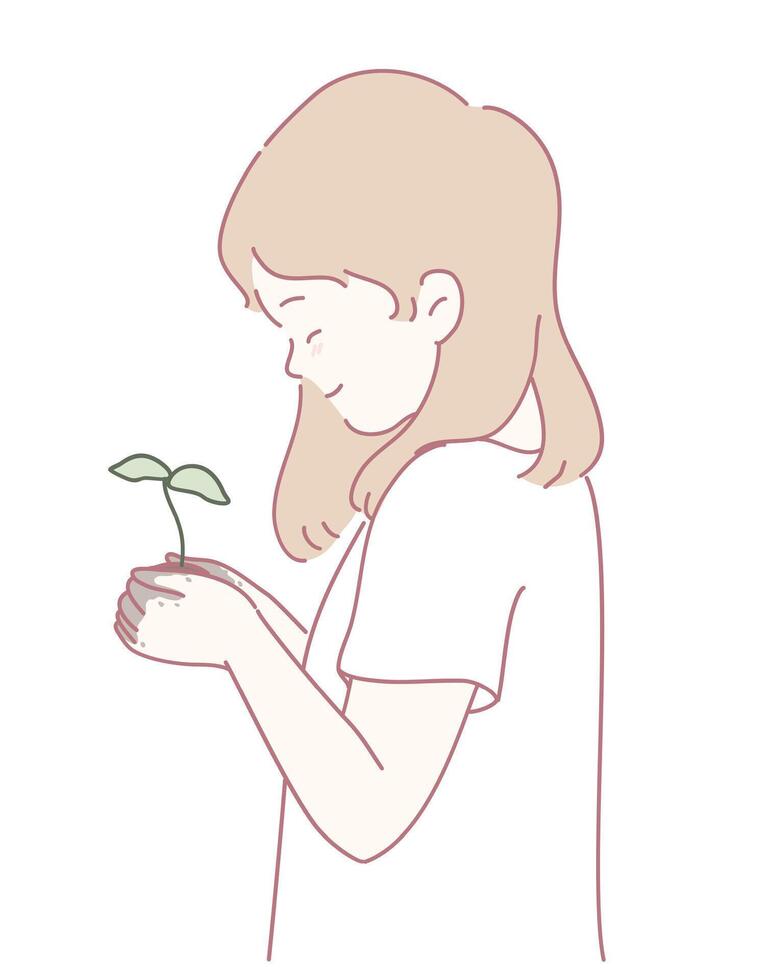 Nurturing a New Plant A Beautiful Moment of Care and Connection in Nature and Life vector