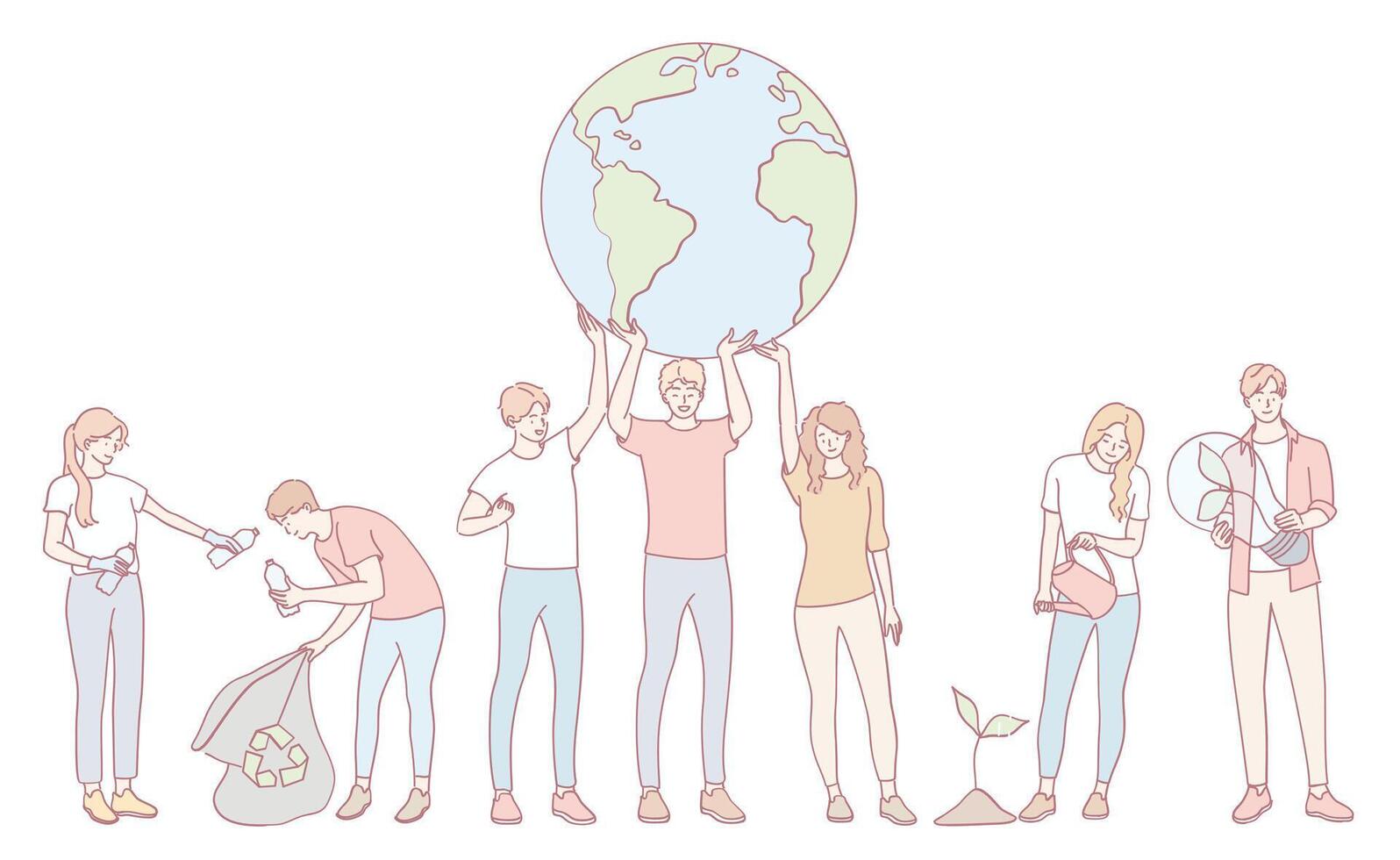 Individuals Actively Participating in Various Environmental Protection Activities and Initiatives vector