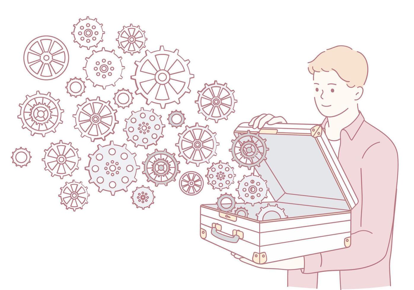 Discover groundbreaking tools and unique ideas all conveniently packed in a suitcase vector