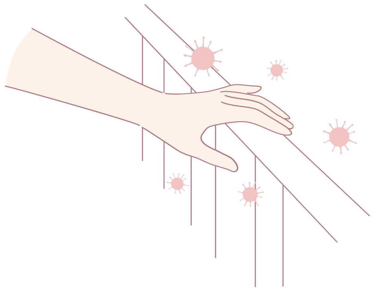 Hand Contact with Various Surfaces Can Lead to the Transmission of Germs and Viruses vector