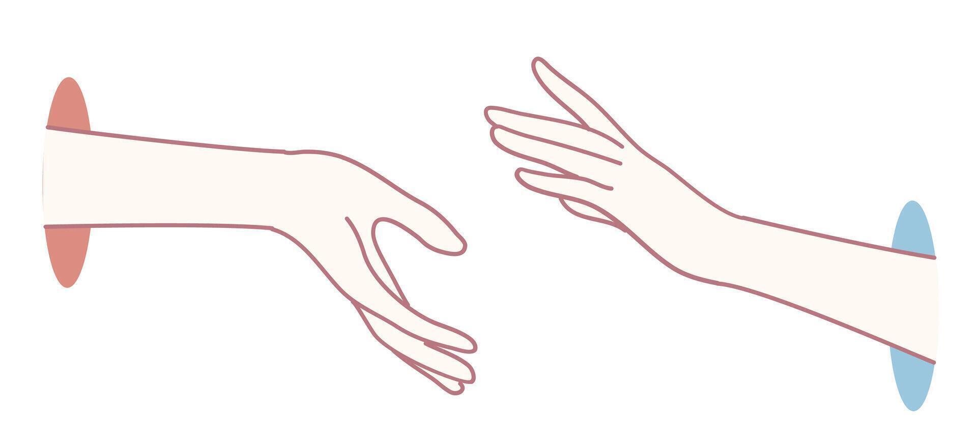 Hands Reaching Out to Connect An expression of human connection and relationship through gestures vector