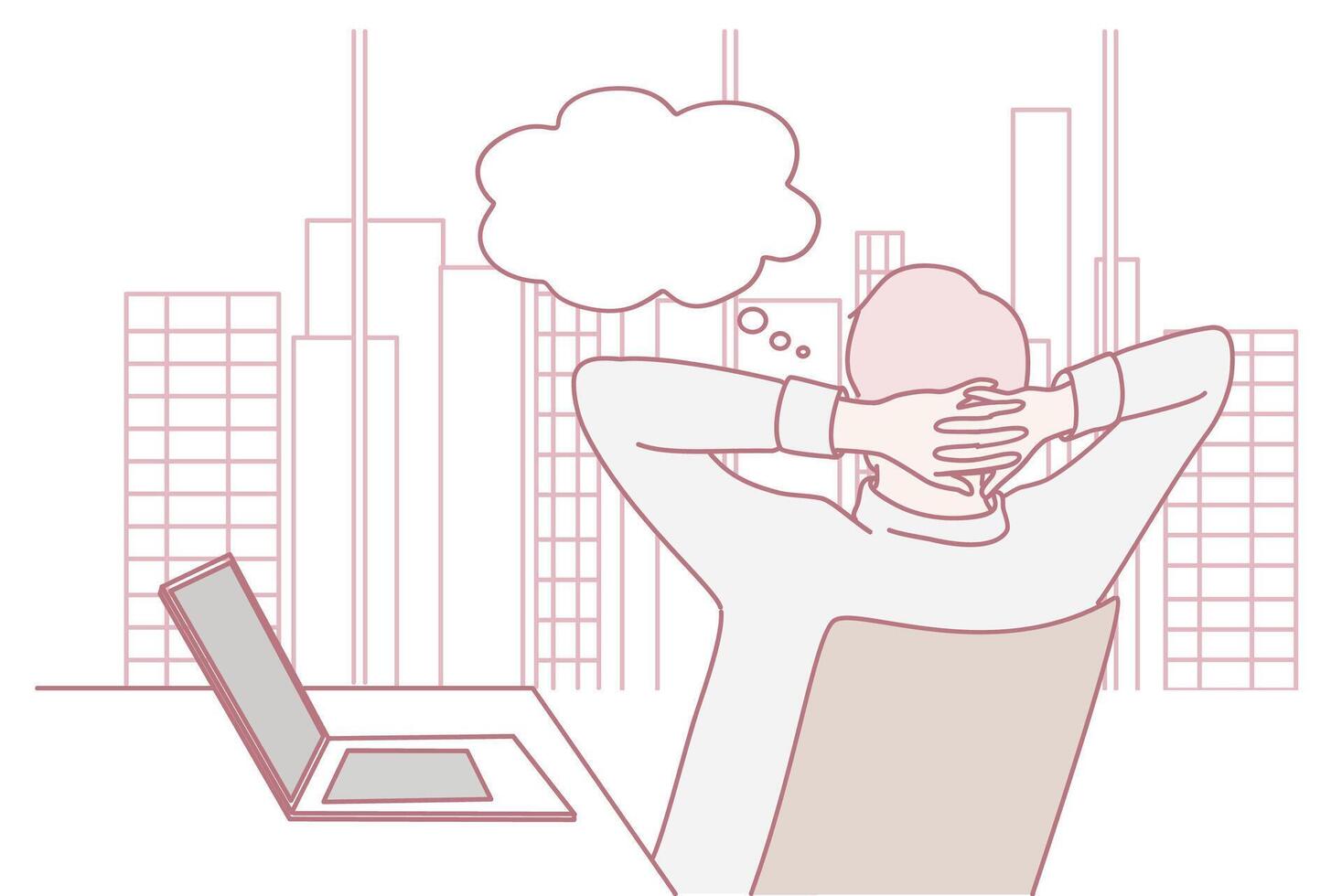 A modern professional reflects on their journey of success and ambition in life vector