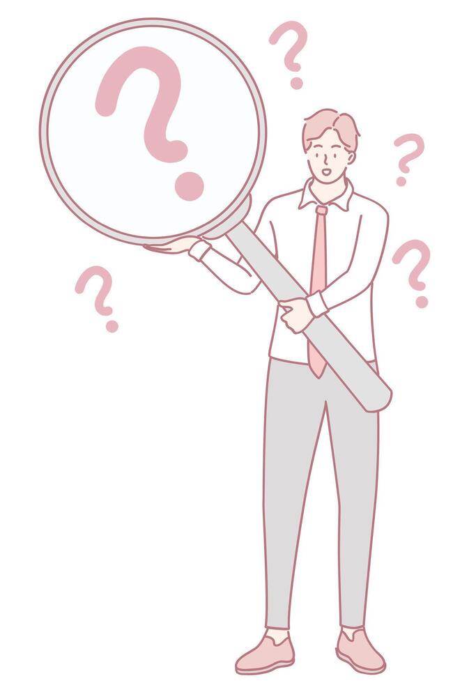 Curiosity and Exploration A Man Holding a Magnifying Glass for Deep Observations vector