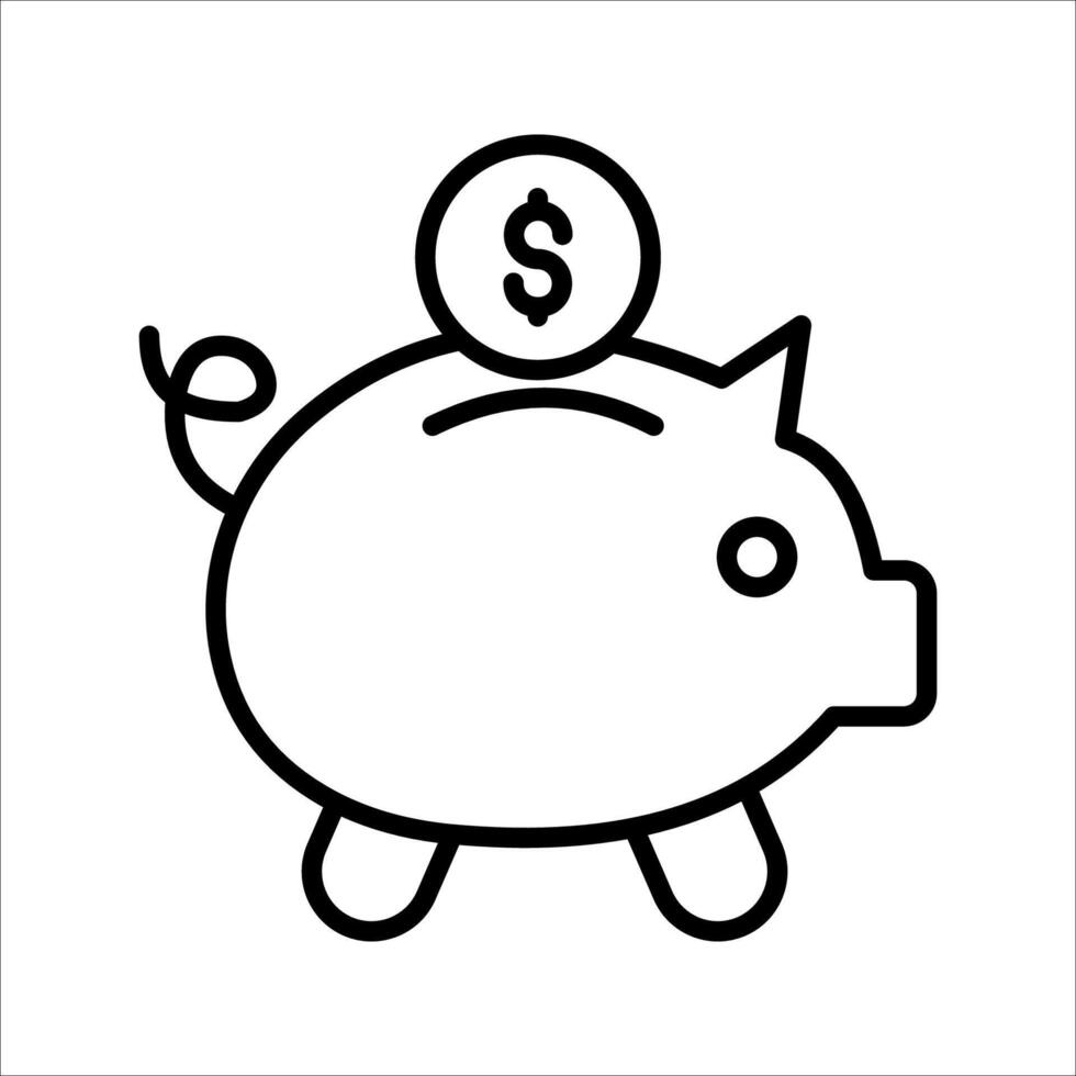 Piggy bank Icon. Symbol isolated white background. illustration. color editable. vector