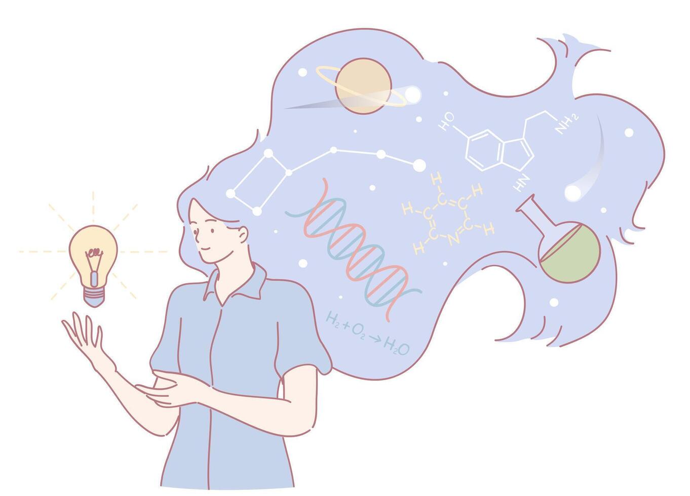 A Creative Woman Equipped with a Flourishing Scientific Imagination and Visionary Ideas vector
