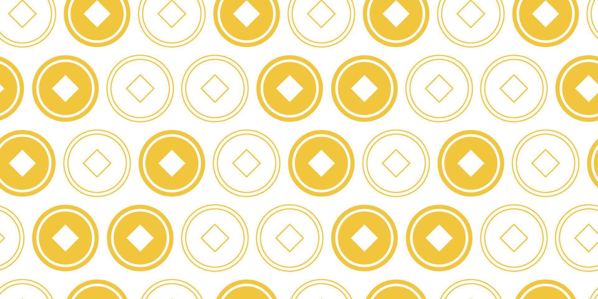 Chinese lucky coin seamless pattern. Linear and silhouette signs drawing. Cash. Coin with square hole. Background, wallpaper with icons and symbols. . vector