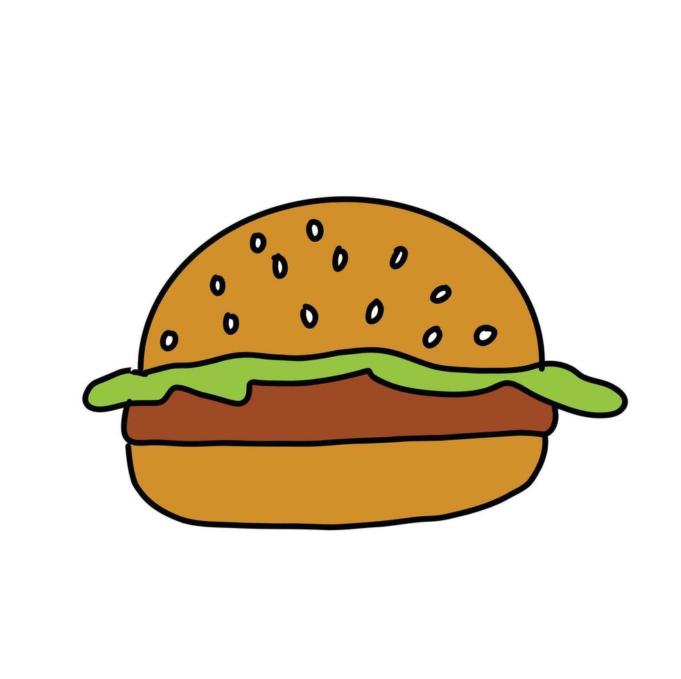 Hamburger on white background. Cartoon Style Illustration vector