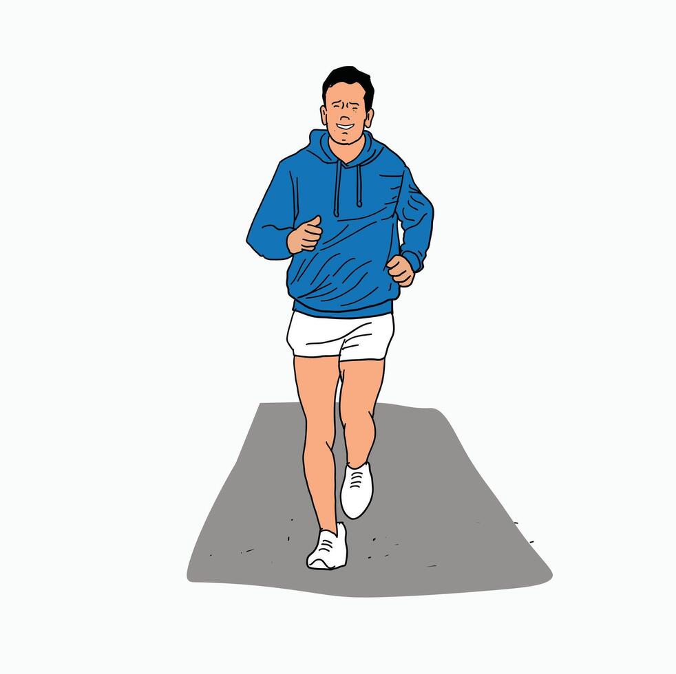 men are exercising running. Cartoon Style Illustration vector
