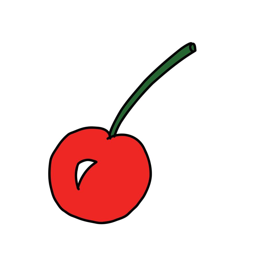 Cherry fruit on white background. Cartoon Style Illustration vector