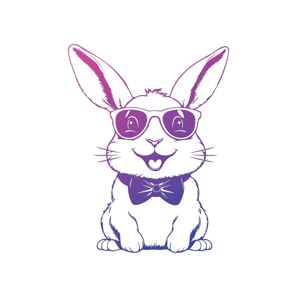 Cute Easter Bunny, Cool rabbit wearing sunglasses and a bow tie illustration. vector