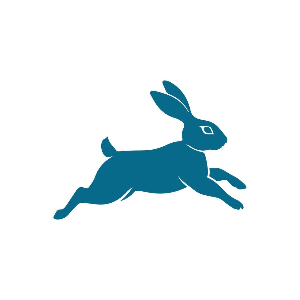 Happy Bunny rabbit running leaping Jumping silhouette illustration. vector