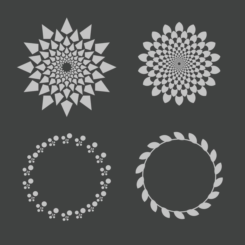 Flower Wreath Flower Frame Leaf frame Grayscale vector