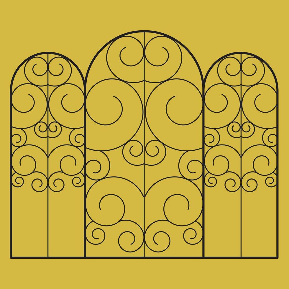 Wrought Iron Gate Vintage Design Iron window vector