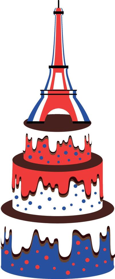 A symbolic illustration of a multi-tiered cake decorated in the colors of the French flag vector
