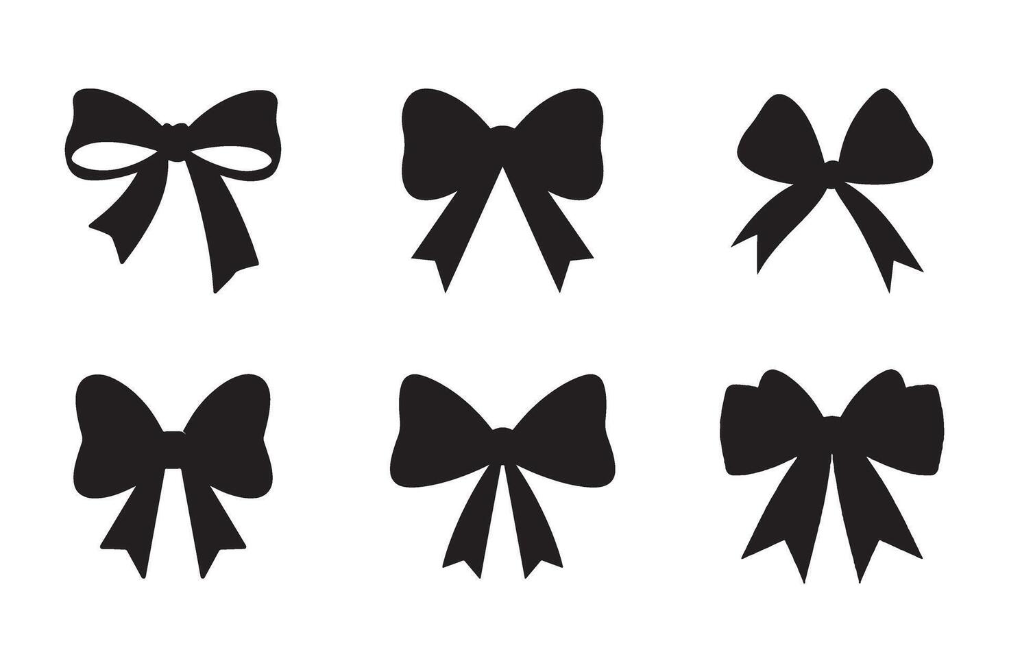 Black and White Bow Set Illustration in Clean Silhouette Style vector