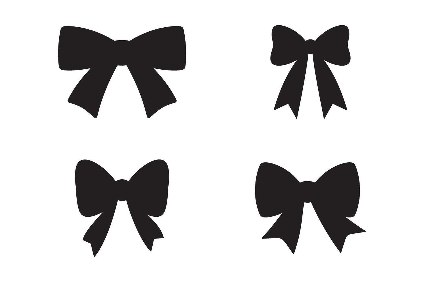 Set Of Cute Ribbon Silhouette Illustration for Stationery Design vector