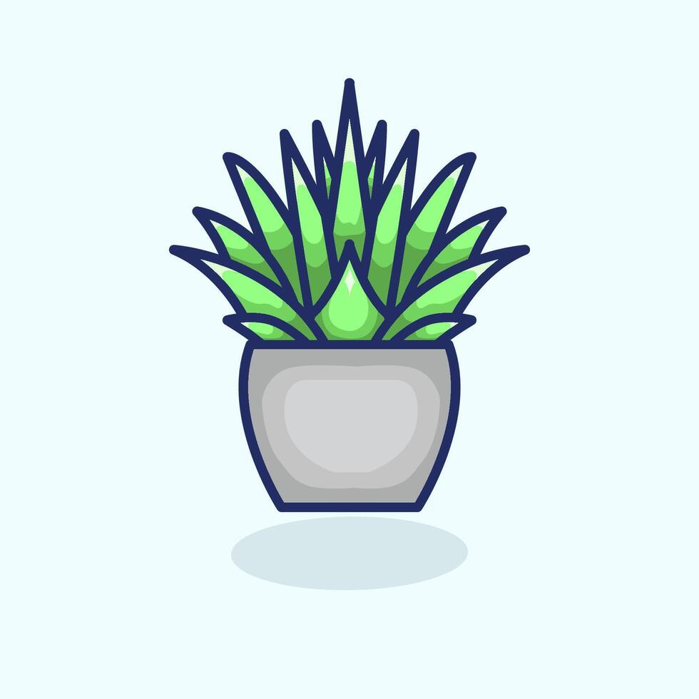 Plant on Pot Indoor Greenery Home Decoration Botanical Illustration vector