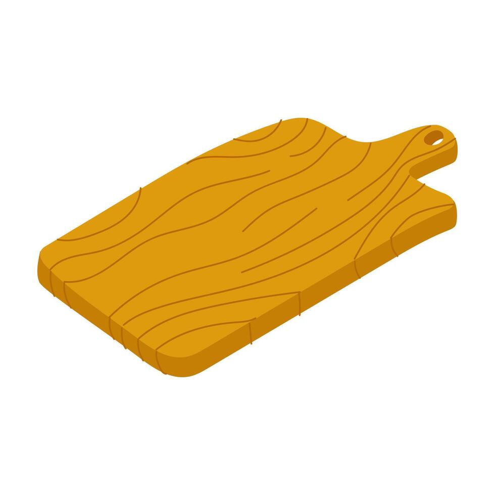Wooden cutting board displayed on a kitchen countertop with natural texture and design vector
