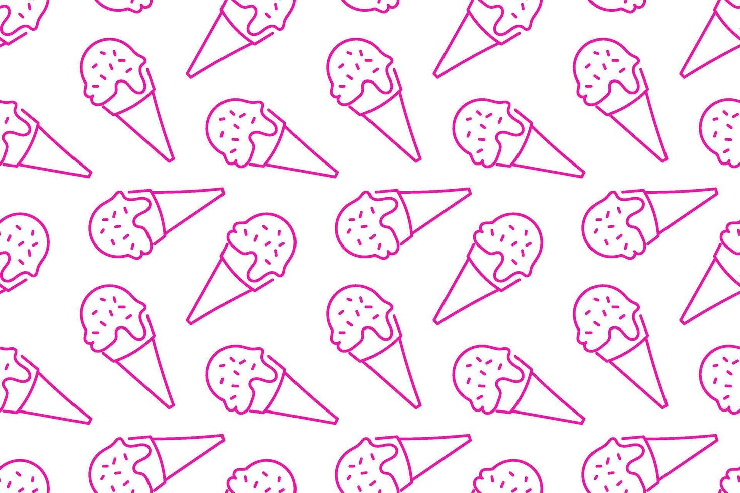 Colorful ice cream cones pattern with various flavors on white background vector