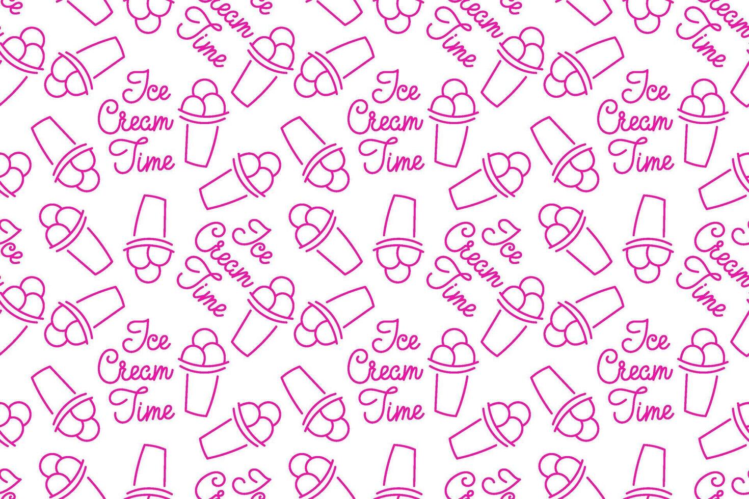 Pattern featuring ice cream cones and playful text celebrating dessert enjoyment vector