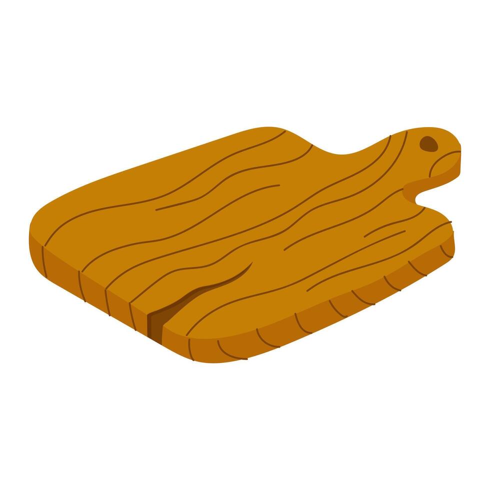 Wooden cutting board resting on a kitchen countertop ready for meal preparation vector