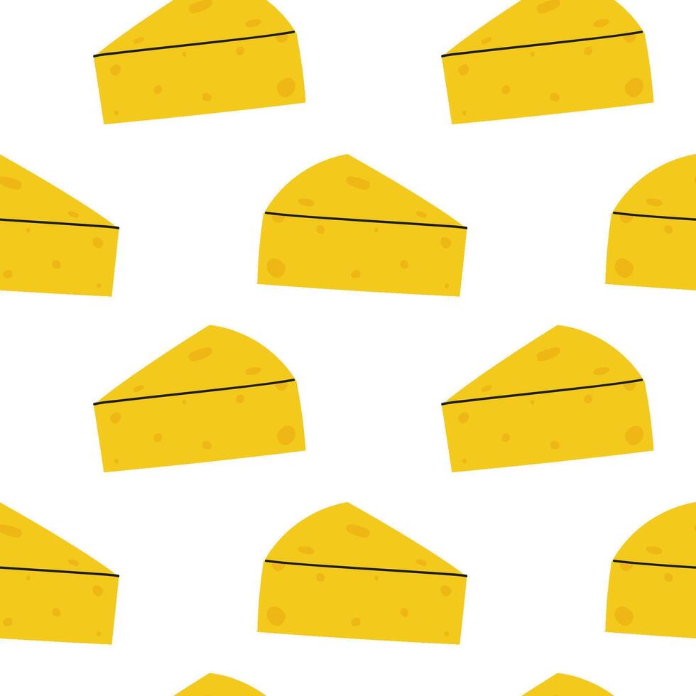 Pattern of yellow cheese slices on a clean white background for design elements vector