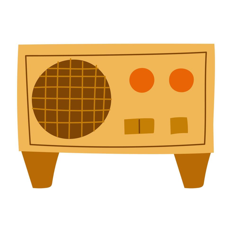 Vintage radio on display with simple design and warm colors showcasing retro style vector