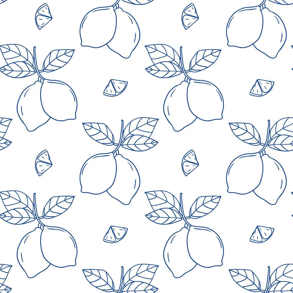Elegant lemon pattern design featuring hand-drawn illustrations on a light background vector