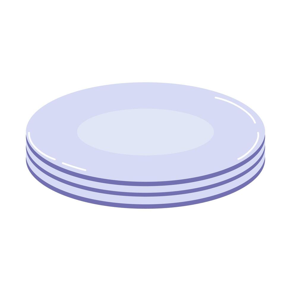 Stacked plates arranged neatly on a table in a simple dining setting vector