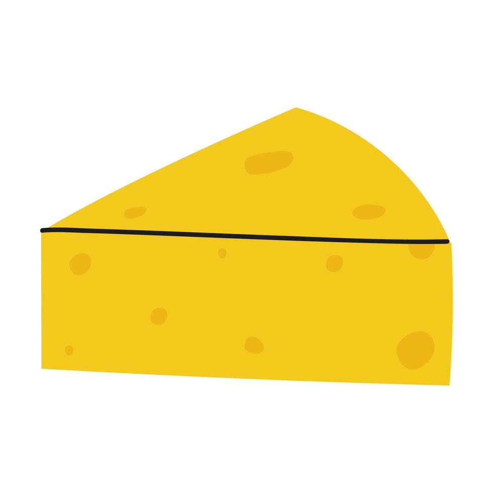Yellow cheese wedge illustration displayed on a plain background in a minimalist style vector