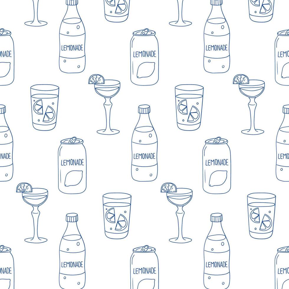 Refreshing lemonade patterns featuring various drink styles and glass designs vector