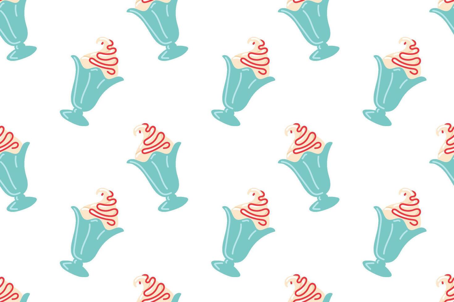 Sweet ice cream sundaes in colorful dishes create a cheerful and playful pattern design vector