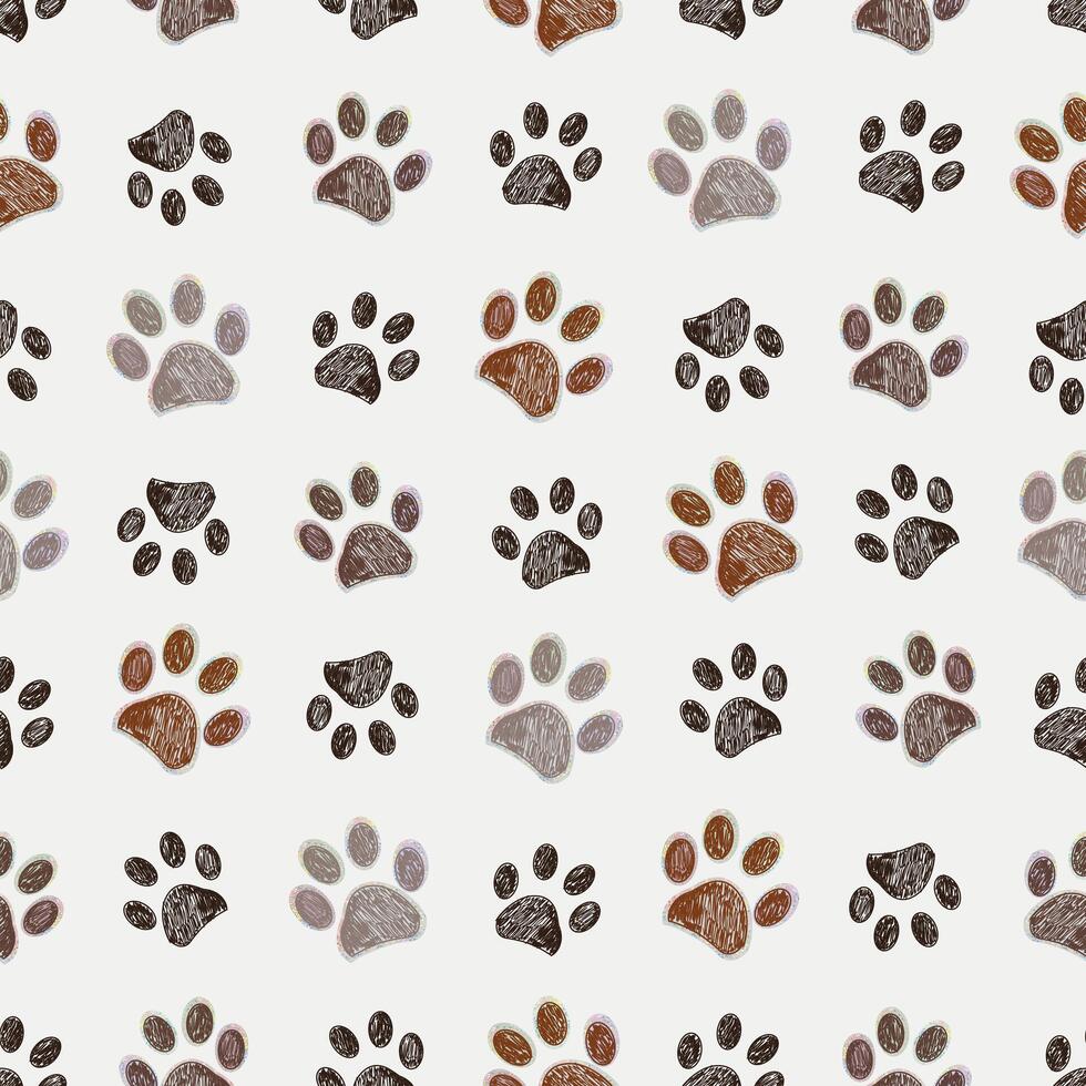 Sticker design shining paw prints seamless fabric design pattern vector