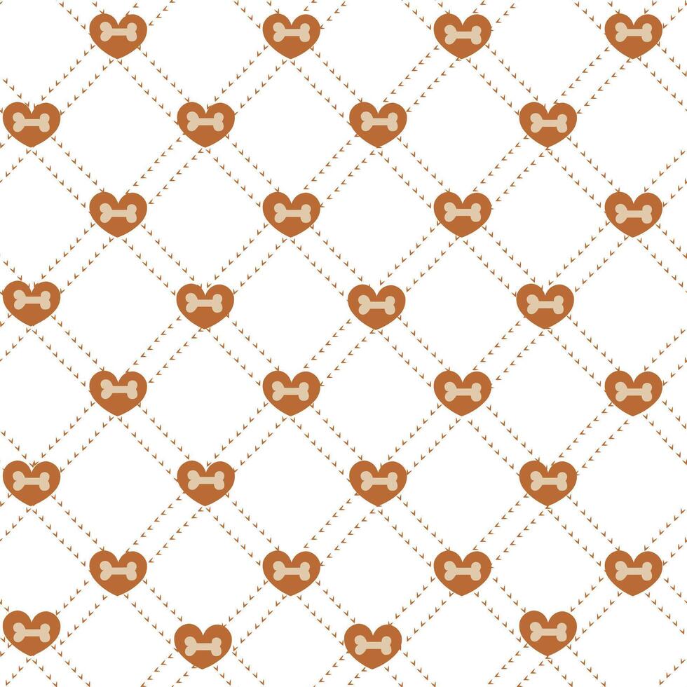 Plaid with bones and hearts pattern vector
