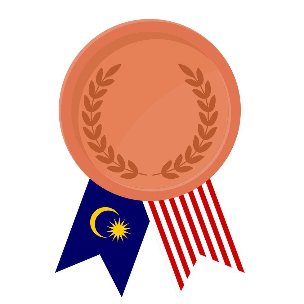 Bronze award medal with Malaysia flag ribbons for winners vector