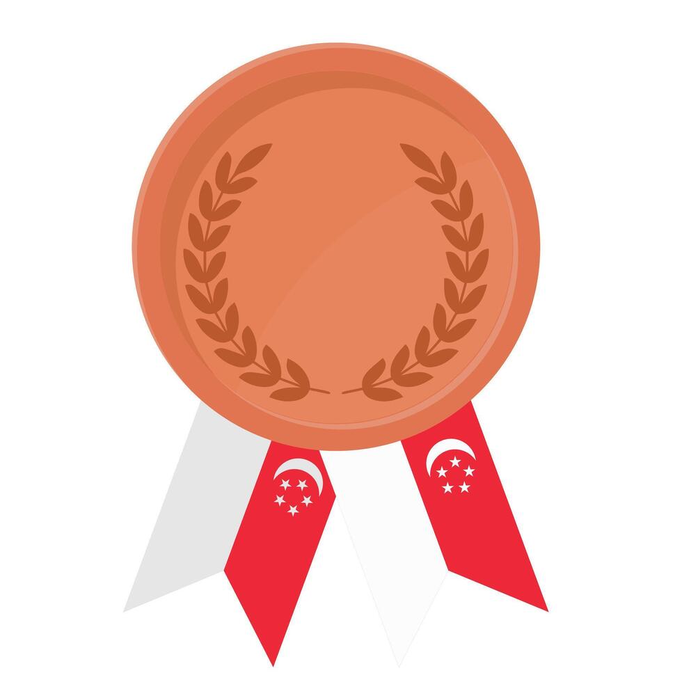 Bronze award medal with Singapore flag ribbons for winners vector