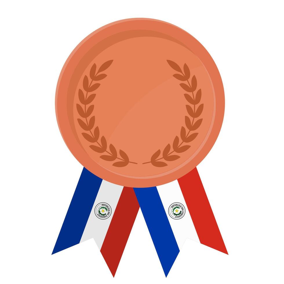 Bronze award medal with Paraguay flag ribbons for winners vector
