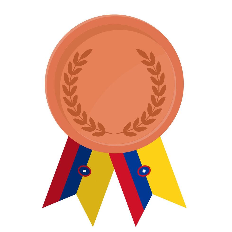 Bronze award medal with Colombia flag ribbons for winners vector