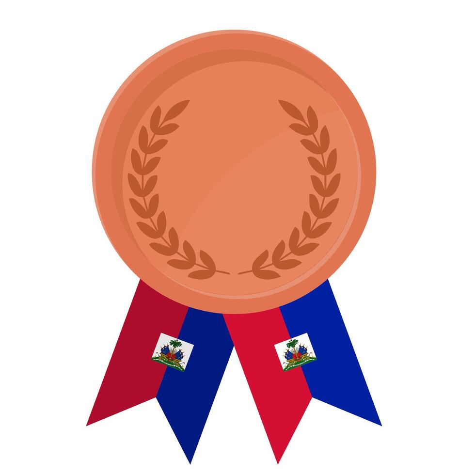 Bronze award medal with Haiti flag ribbons for winners vector